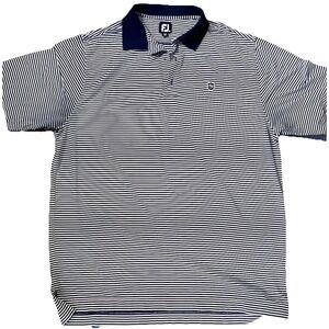 Footjoy Shirt Size Men's XL Navy Blue  White Stripe Short Sleeve Polo GOLF